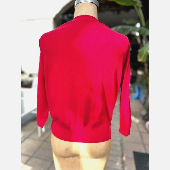 Vintage Y2K Cherry Red Gold Studded 4 Button Slightly Oversized Cardigan Size M - Picture 8 of 8